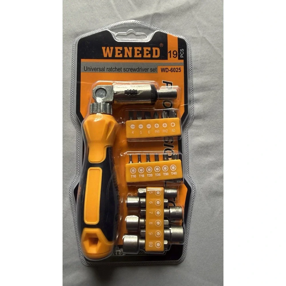 WENEED 19 Piece Tool Set with 180 Degree Pivoting Ratchet Neck Socket Wrench Set